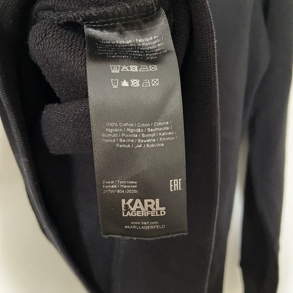 Karl Lagerfeld Paris Black Circle Logo Sweatshirt Jumper UK Size Medium Cotton - Picture 12 of 12